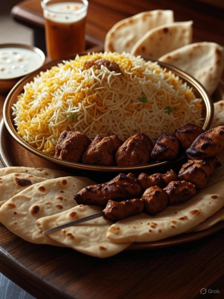 HALF CHCIKEN BIRYANI,2 CHCIKEN KABAB,4 ROTI,HALF LITER DRINK,1 RAITA HALF CHCIKEN BIRYANI,2 CHCIKEN KABAB,4 ROTI,HALF LITER DRINK,1 RAITA